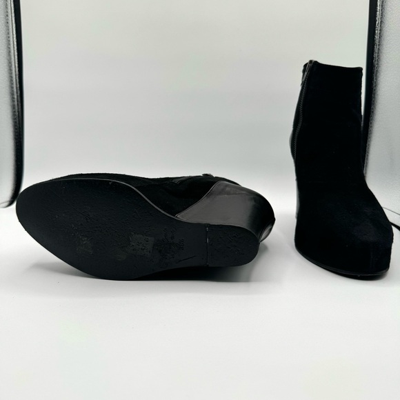 ANN DEMEULEMEESTER BLACK LEATHER BOOTS ANKLE BLACK WEDGE BOOT PLATFORM BOOT 38.5 - Picture 12 of 17